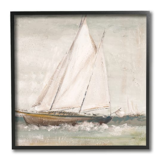 Stupell Industries Traditional Sailboat at Sea Contemporary Soft Waves,12" x 12